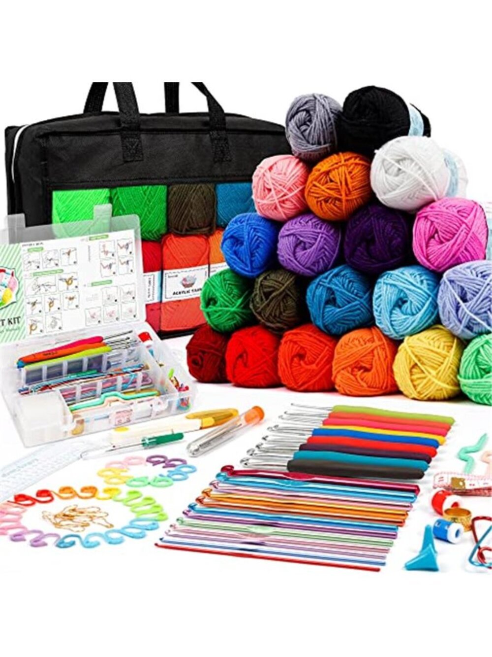 Crochet Kit Yarn Set Crochet Hooks Knitting Supplies Beginner Craft Bundle